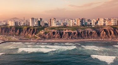 Panorama of the Miraflore Coast in Peru 