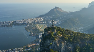 Skyview of Brazil with Corcovado statue