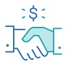 Icon of hands shaking to represent business facilitated with indigenous exporters