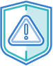 Icon showing a warning symbol with an exclamation mark inside a shield
