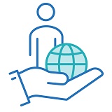 Picture of a hand holding a globe to symbolize ESG risk management with a person in the background representing Canadian exporters.