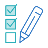 Icône représentant un crayon et une liste de vérification