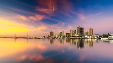 Skyline of Manila City and Manila Bay, Philippines