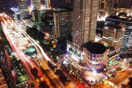 Cityscape of Jakarta at night
