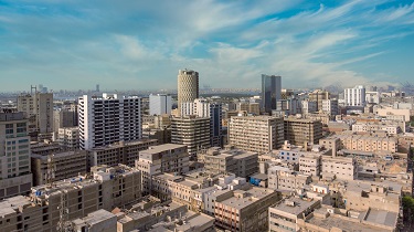 Vue aérienne de la ville de Karachi, au Pakistan.