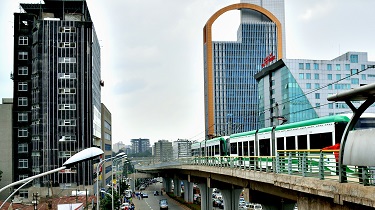 Streets and skyscrapers in Addis Ababa, Ethiopia