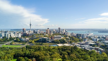 Sun shines over Auckland, New Zealand’s Waitemata Harbour