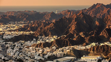 Coucher de soleil sur Mascate, Oman.