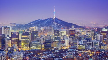 Skyscrapers dot the landscape in Seoul, South Korea.