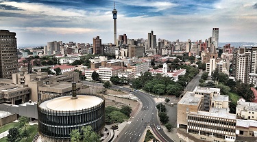 Aerial view of the city of Johannesburg, Africa