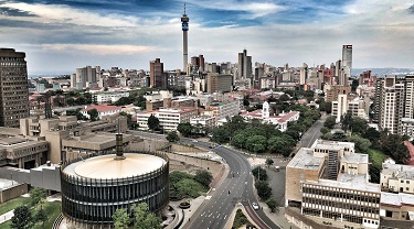 Vue aérienne de Johannesburg, en Afrique du Sud