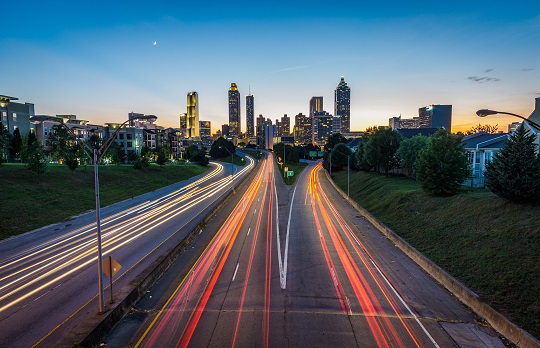 Atlanta highway at night