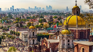 Basilique et paysage urbain de Mexico