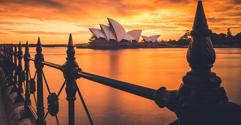 Sydney Opera House in Australia at dusk