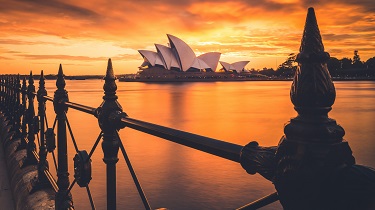 Sydney Opera House in Australia at dusk