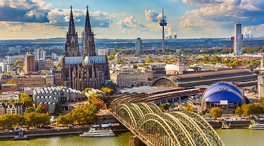 Vue aérienne de Cologne, en Allemagne.