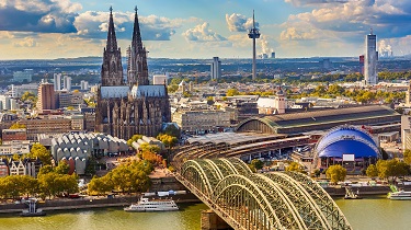 Vue aérienne de Cologne, en Allemagne.