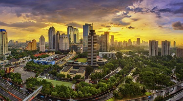 Jakarta skyline on a rare day without smog.