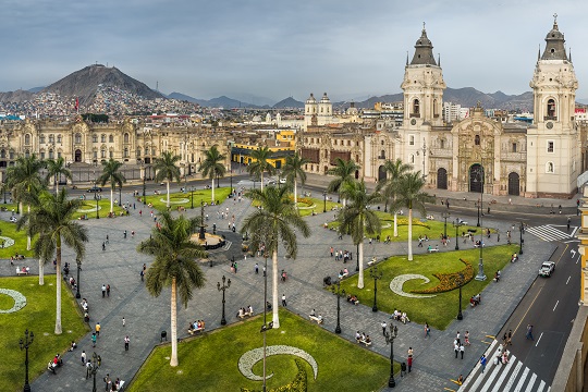 Pretty main square in Lima, Peru