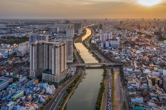 Panoramic cityscape of Ho Chi Minh City.