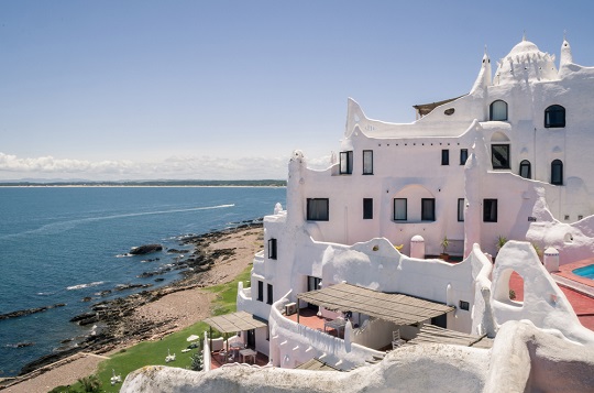 View of the sea from Punta Ballena, Punta del Este Uruguay, Casapueblo.