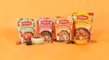 Prana products are healthy snacks made from organic trail mixes, dried fruit and roasted nuts.
