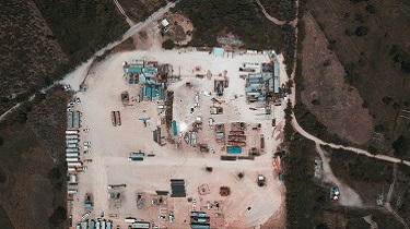 Aerial view of oil rig