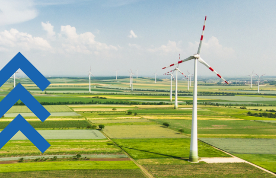 Wind turbines in a field