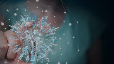 Finger on a lightbulb to demonstrate the need to innovate to be competitive