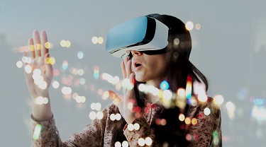 Woman wearing virtual reality glasses