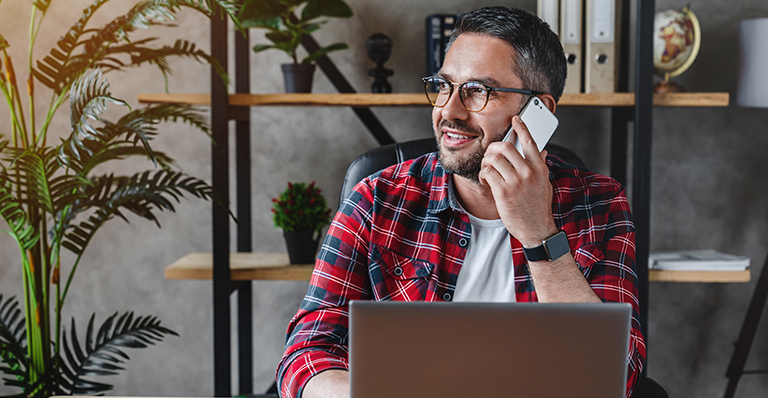 Man getting advice over the phone