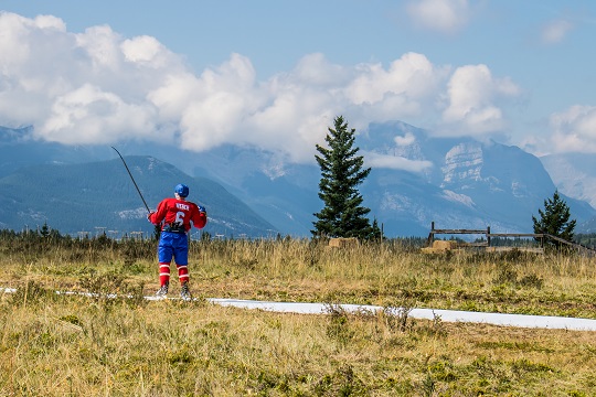 Synthetic ice rink in the mountains