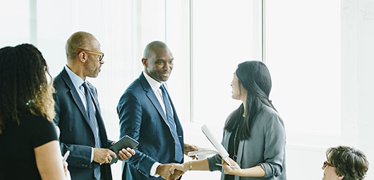 Group of people in a circle networking