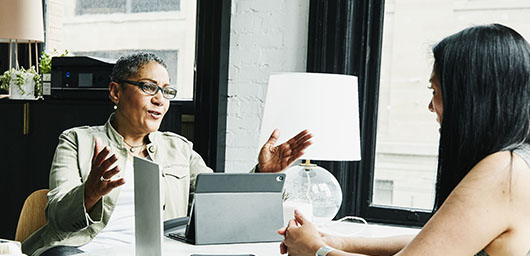 Two women having a business meeting