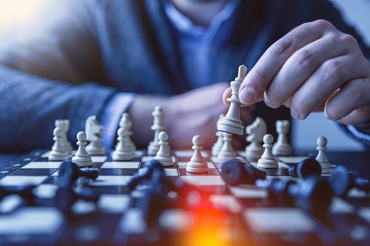 Closeup of chess board