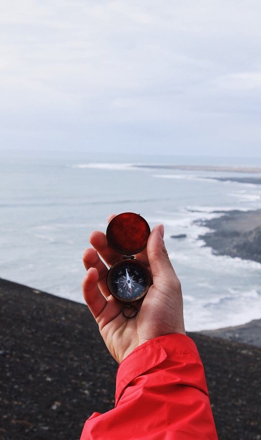 Hand with compass