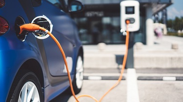 Electric vehicle at charging station