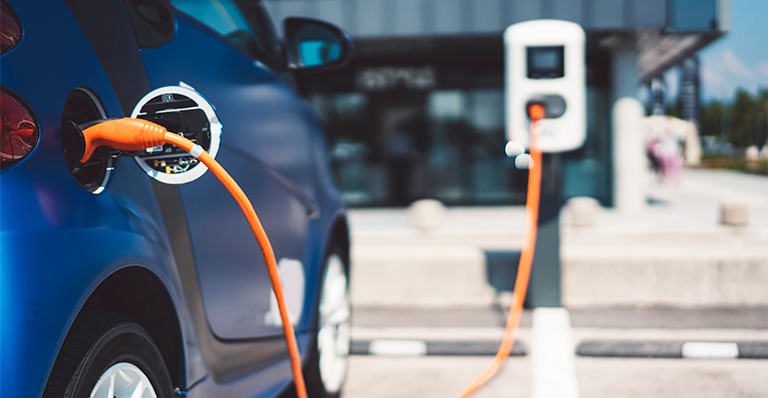 Electric vehicle at charging station