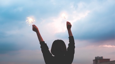 Silhouette of Women with sparkler