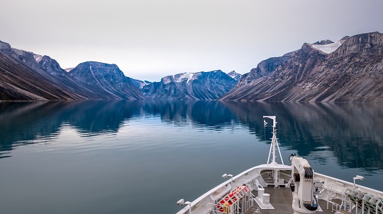 A ship coming into Nunavut.