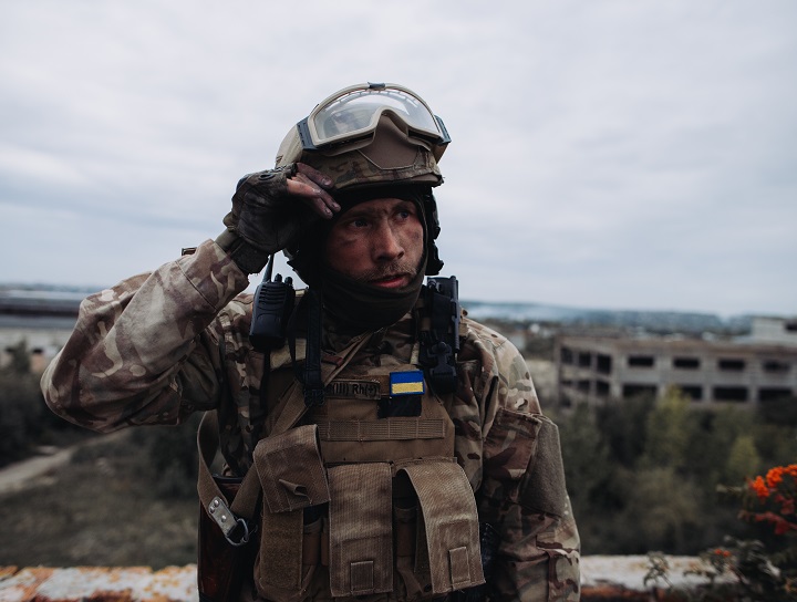 Ukrainian soldier in combat