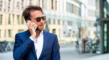 Frankfurt businessman on the phone