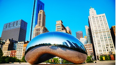 Cloud Gate, also known as the Bean is one of Chicago’s major attractions.