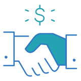 Icône représentant une poignée de main et un symbole de dollar
