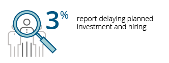 3% report delaying planned investment and hiring