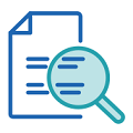 icon of paper and magnifying glass