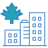 Icon of Buildings and infrastructure with a maple leaf