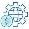 Graphic of globe and a green dollar symbol representing $84.9M in climate financing to developing countries