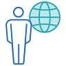 Graphique d’un globe vert et d’une personne représentant nos clients des technologies propres.
