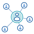 Icon showing a network of people